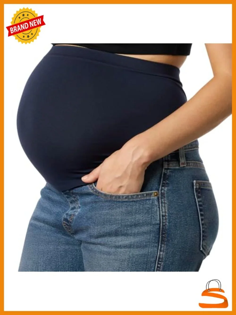 Maternity Straight Leg Jeans with SoftStay Belly Band, Cotton Blend, Pull On
